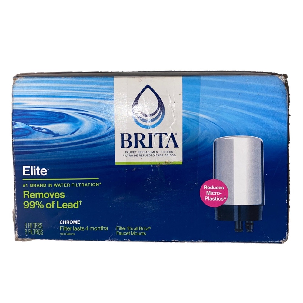 Brita Faucet Replacement Water Filters for Faucet Mount, Chrome, 3 PACK